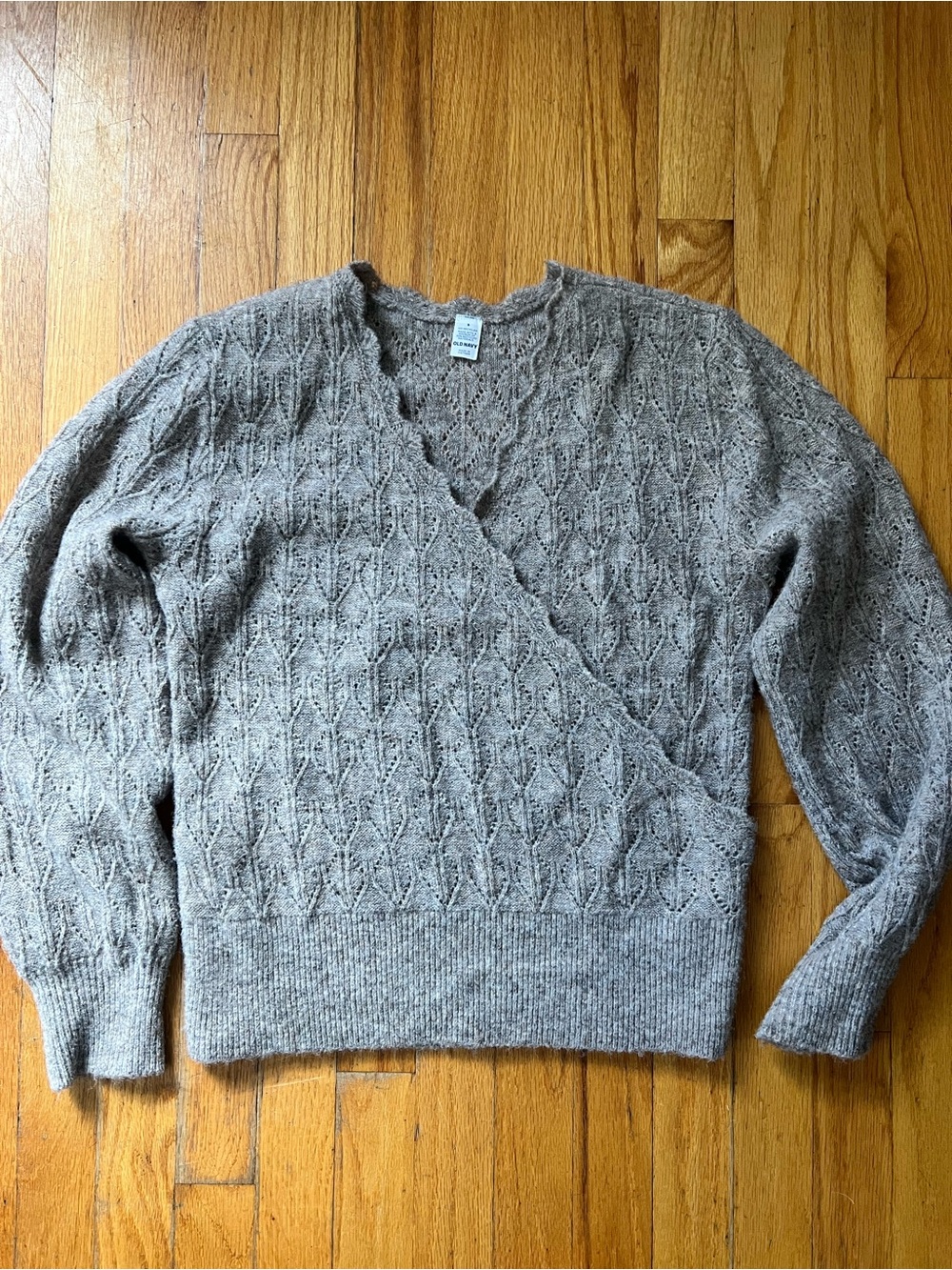 Old Navy Beige Knit Wrap-Front V-Neck Sweater